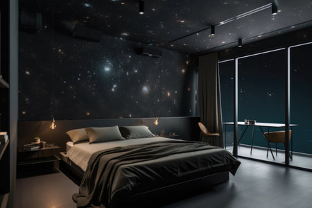 minimalist home office with sleek, modern furniture and clean lines, created with generative aiの素材