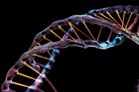 dna double helix twisting and unwinding, revealing its full structure, created with generative aiの素材