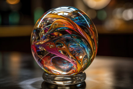 close-up of crystal ball, with swirling colors and shapes visible, created with generative aiの素材