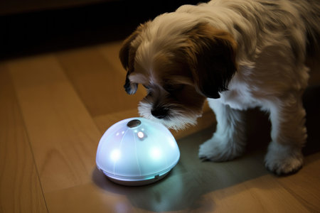 hi-tech pet toy with integrated audio and light features, created with generative aiの素材
