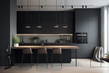 minimalist room with open floor plan and clean lines, created with generative aiの素材