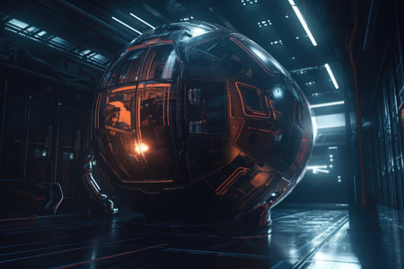 shot of a futuristic spacecraft outside, created with generative aiの素材