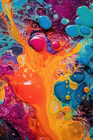 macro shot of vibrant oil and water mixture, created with generative aiの素材