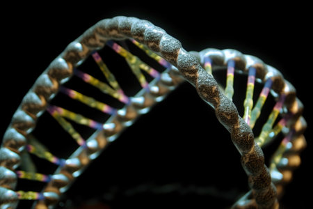 dna double helix, with one strand in view and the other hidden, created with generative aiの素材