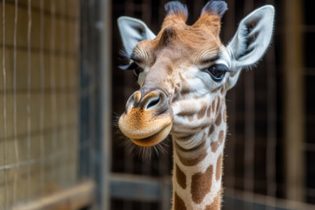 giraffes tongue wagging in playful tease, created with generative aiの素材