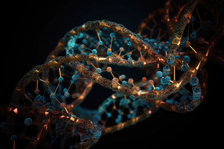 molecular chains of dna, forming intricate patterns and shapes, created with generative aiの素材