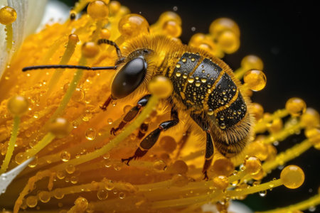 stunning macro shot of flower with pollen-covered stamen, created with generative aiの素材
