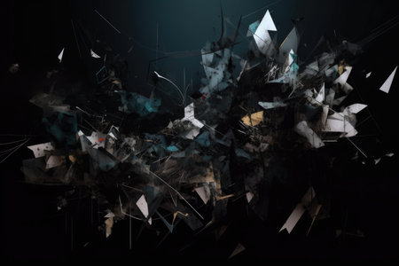 abstract, deconstructed and fragmented shapes on a black background, created with generative aiの素材
