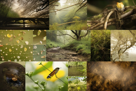 collage with images from nature and text overlay, created with generative aiの素材