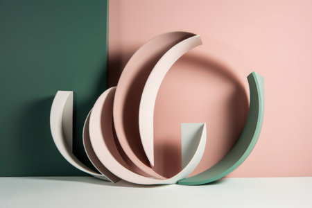 3d minimalist geometric artwork, featuring sleek lines and curves, created with generative aiの素材
