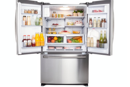 energy-efficient refrigerator with convenient features and streamlined design, created with generative aiの素材