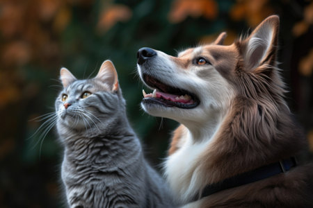 a dog and cat duo, with the dog barking orders and the cat meowing, created with generative aiの素材