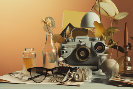 a surreal collage of modern and vintage elements, created with generative aiの素材