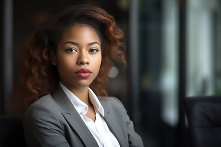 portrait of a young businesswoman working in an office, created with generative aiの素材