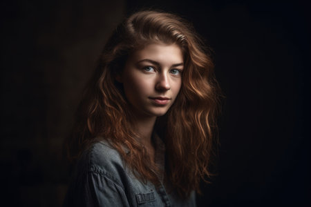 portrait of a young woman in a studio, created with generative aiの素材