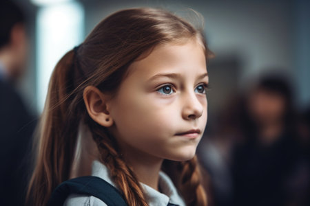 cropped shot of a young girl in school, created with generative aiの素材