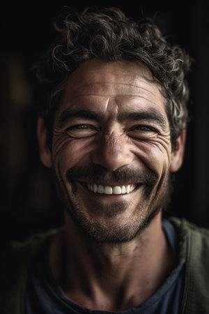 shot of a man smiling at the camera, created with generative aiの素材