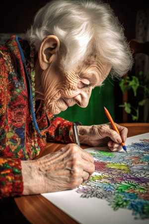 ager coloring in a picture by hand, created with generative aiの素材