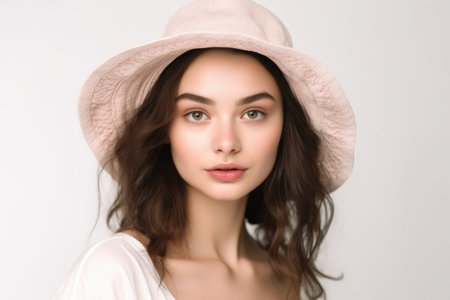 studio shot of a beautiful young woman isolated on white, created with generative aiの素材