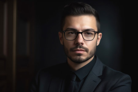portrait of a young professional in the office, created with generative aiの素材