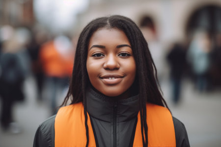 shot of a confident young woman working as an outreach coordinator, created with generative aiの素材