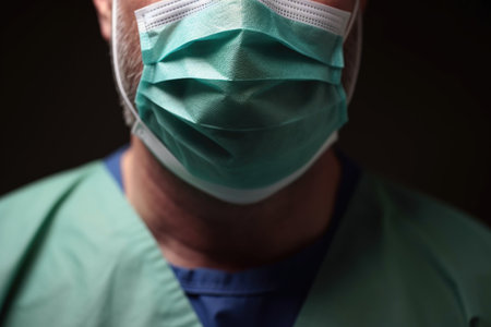 closeup shot of an unrecognizable doctor wearing scrubs, created with generative aiの素材