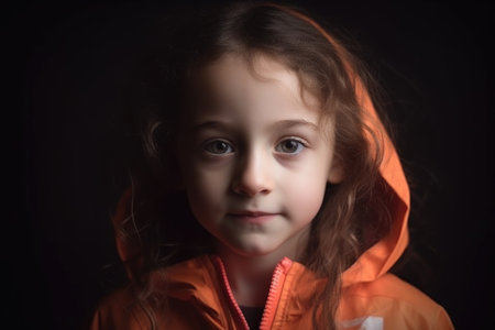 portrait of a little girl wearing sports clothing, created with generative aiの素材