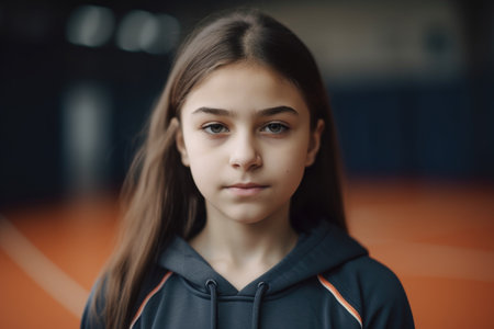 cropped shot of a young girl in sports attire, created with generative aiの素材