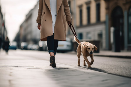 Photo pour cropped shot of an unrecognizable woman walking her dog, created with generative ai - image libre de droit