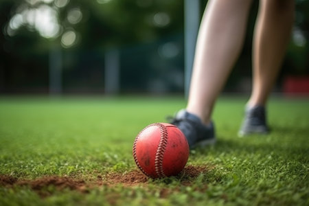 softball, sports and woman player on lawn for practice, court game or training, created with generative aiの素材