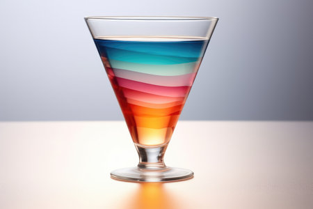 layered cocktail in a glass with gradient colors, created with generative aiの素材