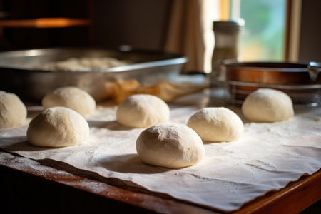 tortilla dough balls ready for rolling or pressing, created with generative aiの素材