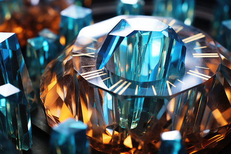 close-up of time crystal under microscope, created with generative aiの素材