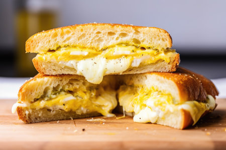 multi-cheese sandwich with a bite taken outの素材