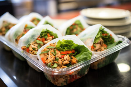 packaged turkey lettuce wraps in a supermarketの素材
