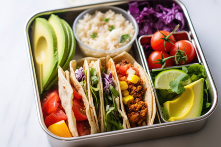 vegan taco packed in a lunchboxの素材