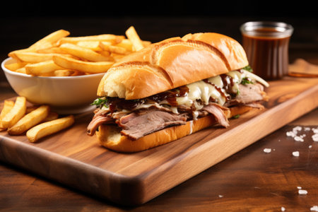 french dip sandwich on a boardの素材