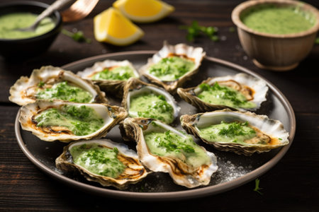 grilled oysters with parsley and garlic sauceの素材