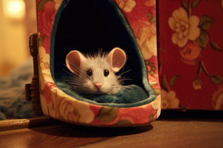 a shot of a slipper with mouses whiskers visible from the openingの素材