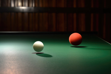 shot of a table tennis ball spinning on the edge of the tableの素材