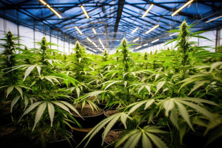 a shot of cannabis flowers ready for harvest in a greenhouseの素材