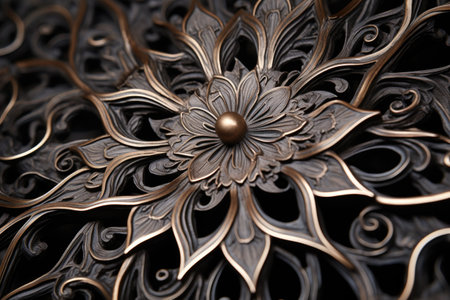detailed image of a fabricated metal piece, showing intricate designの素材