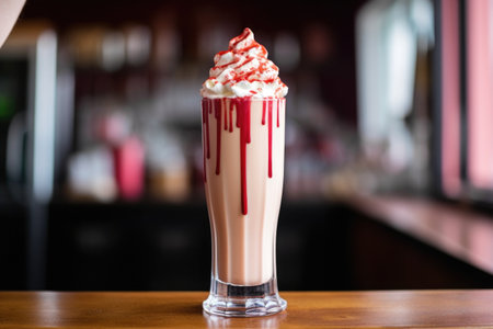 frappe strawberry shake made by a young baristaの素材