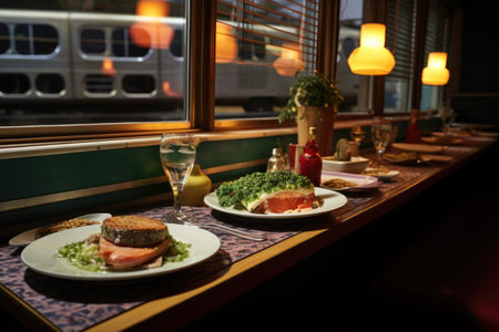 diner waiting for sesame tuna steaks to be servedの素材