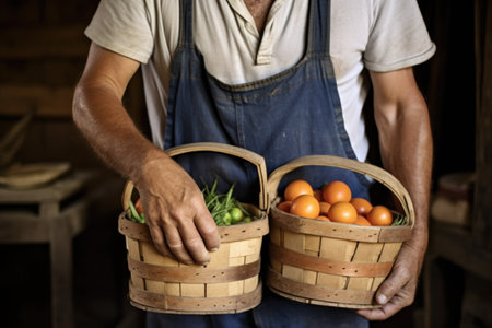 man carrying a basket full of grapefruitsの素材