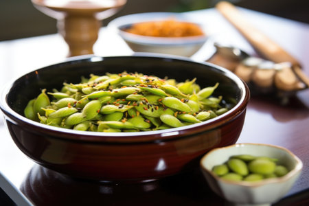 edamame being served as a side dishの素材