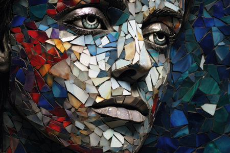 a mosaic pattern made from shattered cd piecesの素材