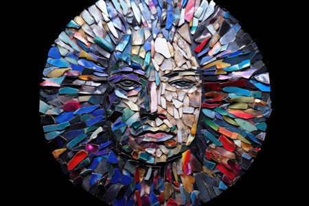 a mosaic pattern made from shattered cd piecesの素材