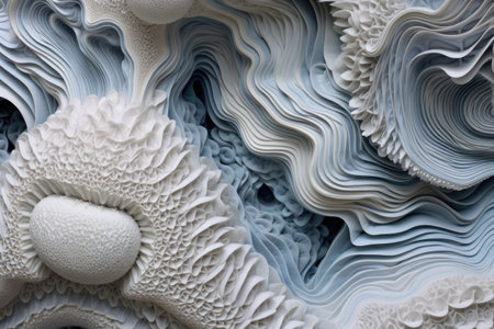 the intricate patterns and textures of a giant clams shellの素材