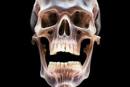 a close-up of a dental x-ray highlighting tooth decayの素材